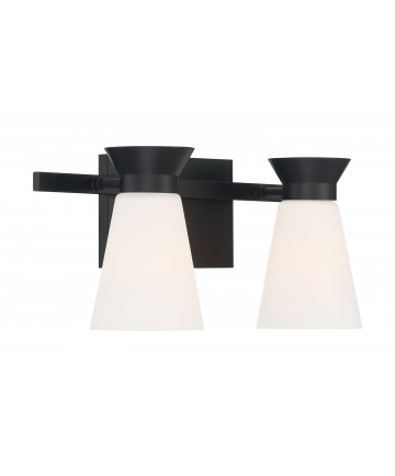 Nuvo Lighting 60/7312 Caleta 2 Light Vanity Fixture Black Finish with