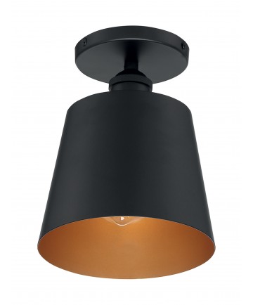 Nuvo Lighting 60/7331 Motif 1 Light 7 in. Semi-Flush Black with Gold