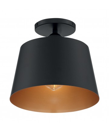 Nuvo Lighting 60/7332 Motif 1 Light 10 in. Semi-Flush Black with Gold