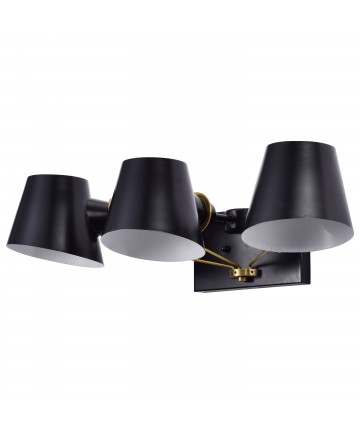 Nuvo Lighting 60/7383 Baxter 3 Light Vanity Black with Burnished Brass