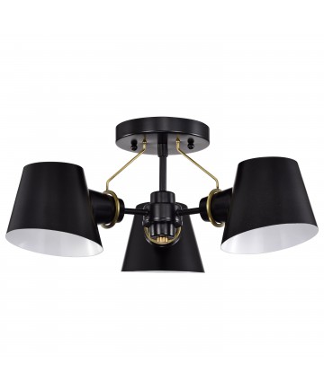 Nuvo Lighting 60/7384 Baxter 3 Light Semi-Flush Black with Burnished