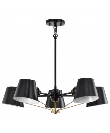 Nuvo Lighting 60/7385 Baxter 5 Light Chandelier Black with Burnished Brass