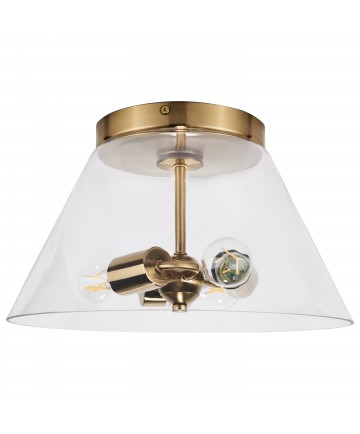 Nuvo Lighting 60/7419 Dover 3 Light Small Flush Mount Vintage Brass