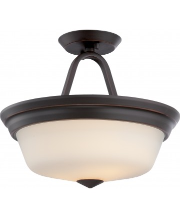 Nuvo Lighting 62/374 Calvin 2 Light Semi Flush with Satin White Glass