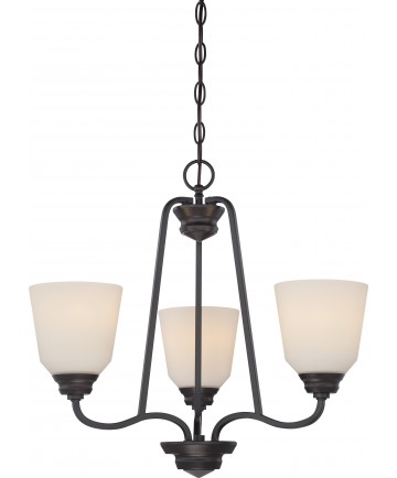 Nuvo Lighting 62/379 Calvin 3 Light Chandelier with Satin White Glass