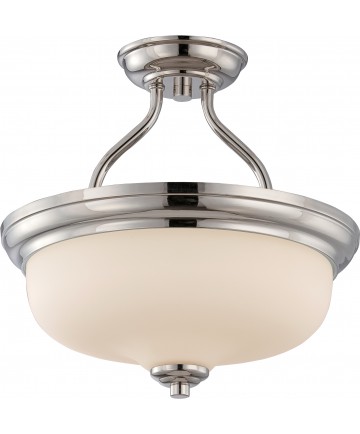 Nuvo Lighting 62/384 Kirk 2 Light Semi Flush with Etched Opal Glass