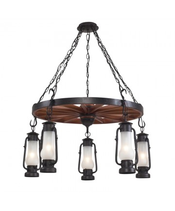 ELK Lighting 65007-5 stagecaoch 5 Light Chandelier in Matte Black
