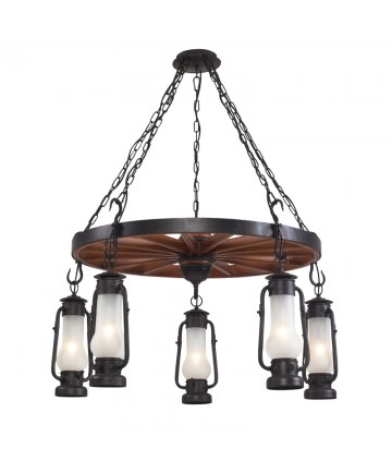 ELK Lighting 65007-5 stagecaoch 5 Light Chandelier in Matte Black