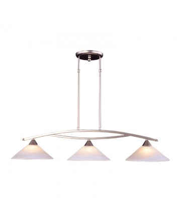 ELK Lighting 6502/3 Elysburg 3 Light Island Light in Satin Nickel and Tea Swirl Glass