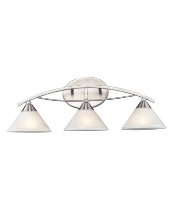 ELK Lighting 7632/3 Elysburg 3 Light Vanity in Satin Nickel and Marblized White Glass
