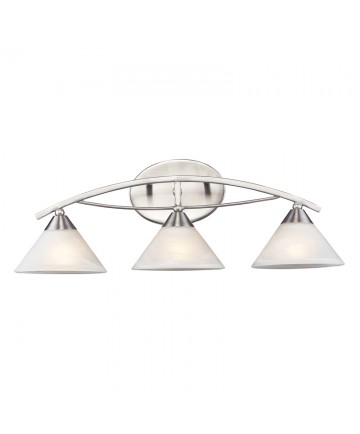 ELK Lighting 7632/3 Elysburg 3 Light Vanity in Satin Nickel and Marblized White Glass