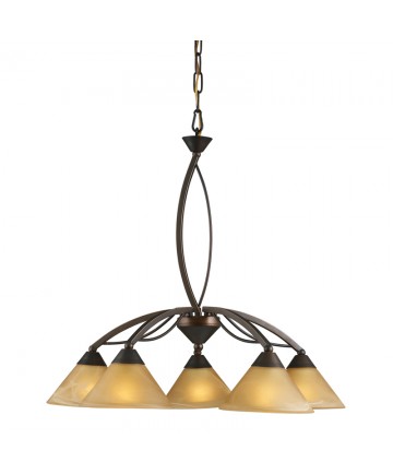 ELK Lighting 7646/5 Elysburg 5 Light Chandelier in Aged Bronze and Tea Swirl Glass