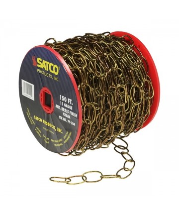 Satco 79/204 Antique Brass 11 Gauge Chain 50 Yds. -150 Ft. Reel