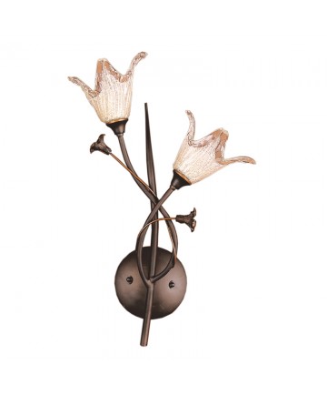 ELK Lighting 7953/2 Fioritura 2 Light Wall Bracket in Aged Bronze and Hand Blown Tulip Glass