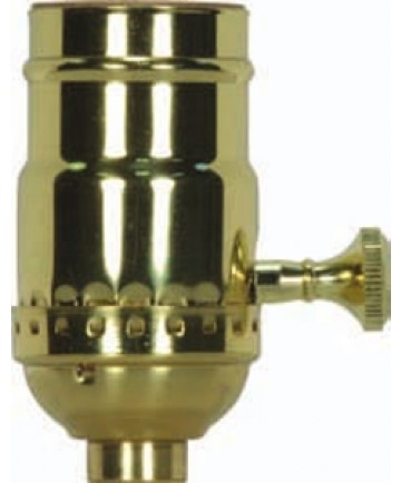 Satco 80/1030 3 Piece Stamped Solid Brass Polished Brass On Off Turn Knob Medium Base Socket