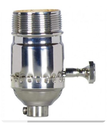 Satco|Nuvo Product 80/1041 | Lamp Socket Polished Nickel On-Off Removable Turn Knob Medium Base