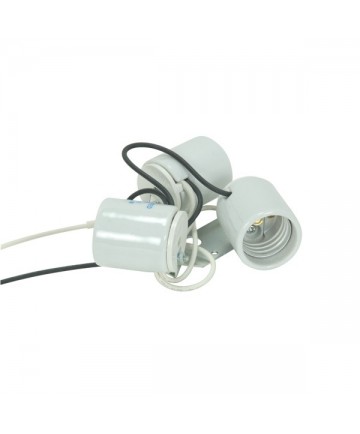 Satco 80/1082 Medium Base 3 Light Lamp Socket Cluster made with porcelain and 24 inch AWB Wire lamp part