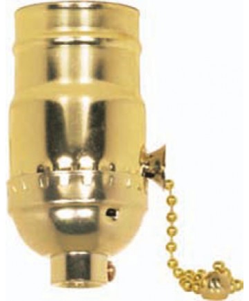 Satco 80/1188 Satco On-Off Pull Chain Socket 1/8 IPS Aluminum Brite Gilt with Set Screw