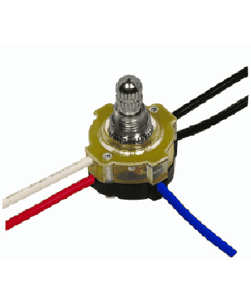 Satco 80/1362 Satco 80-1362 Nickel Finish 3-Way Lighted Rotary Switch