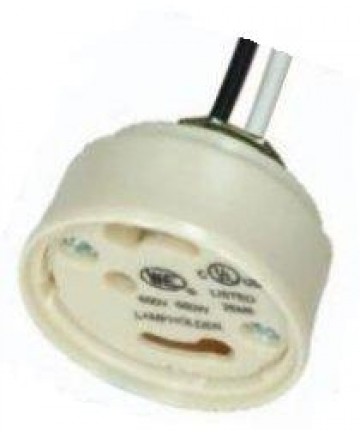 Satco 80/1935 Satco 1/8IP Bushing, Height: 3/4", 24 inch 18AWM 105 Degree Leads Electronic Socket Cap with Quick Wire Terminals CFL GU24 4-Pin