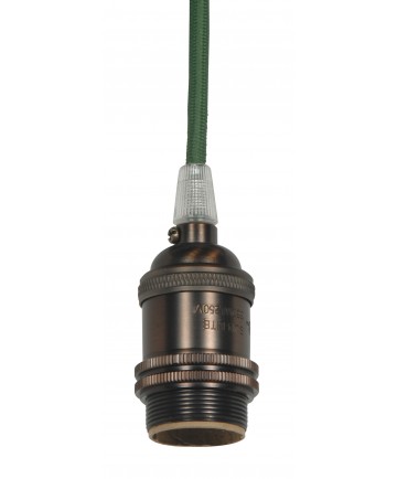 Satco 80/2458 LAMPHOLDER Dark Antique 4PC Solid Brass KEYLESS SOCKET with 10 Foot Cord