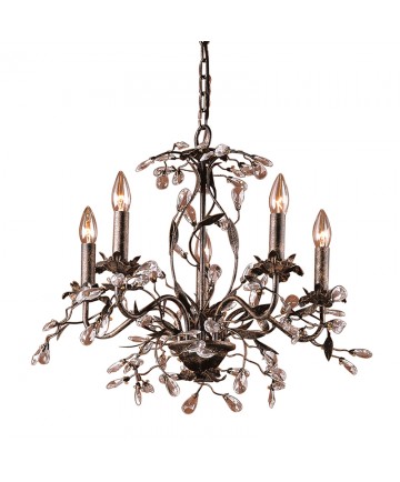 ELK Lighting 8053/5 Circeo 5 Light Chandelier in Deep Rust and Crystal Droplets