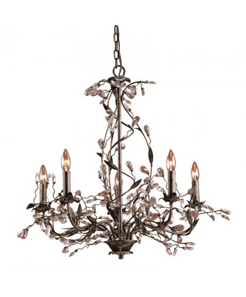 ELK Lighting 8054/5 Circeo 5 Light Chandelier in Deep Rust and Crystal Droplets