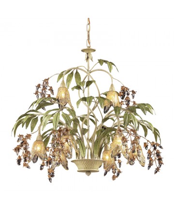 ELK Lighting 86054 Huarco 8 Light Chandelier in Seashell and Amber Glass