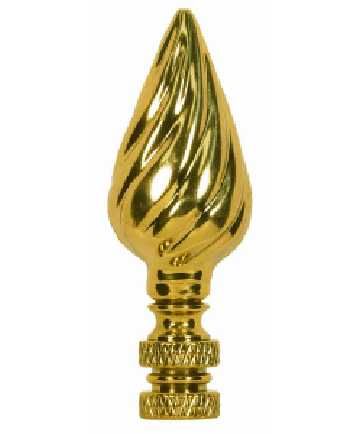 Satco|Nuvo 90/1744 | Satco Flame Ribbed Brass Finial | Lamp Parts