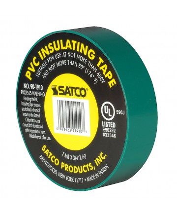 Satco 90/1910 GREEN ELEC TAPE 60 FT. 3/4" Hardware & Lamp Parts Light