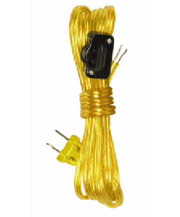 Satco 90/2309 Satco 90-2309 Clear Gold 8FT 18/2 SPT-2 105C Molded Plug Tinned Tip s 3/4" Strip w/2" Slit Cord Set