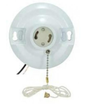 Satco White Phenolic GU24 Base Fluorescent On-Off Pull-Chain Ceiling Receptacle