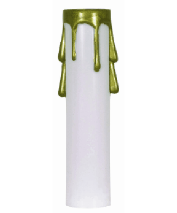 Satco 90/372 4 inch White Plastic w/Gold Drip Candle Cover