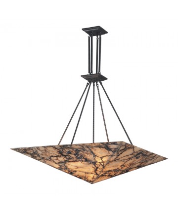 ELK Lighting 9010/9 Imperial Granite 9 Light Pendant in Antique Brass and Veined Stone