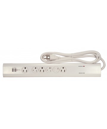 Satco 91/231 WHT 6 OUTLET SURGE W/ USB CHR 1875 Watts Switches &