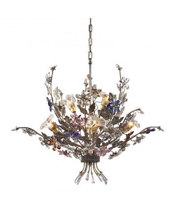 ELK Lighting 9107/4+2 Brillare 6 Light Chandelier in Bronzed Rust and Multi Colored Crystal Florets