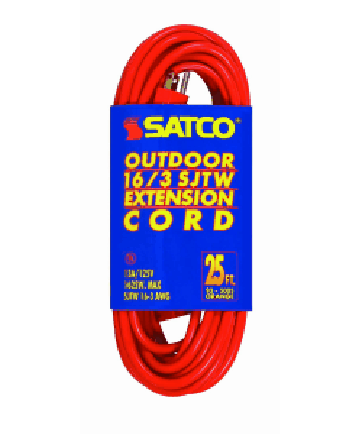 Satco 93/5006 Satco 93-5006 50FT #16/3 GA. SJTW-3 Orange Outdoor Extension Cord