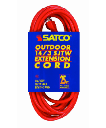 Satco 93/5009 Satco 93-5009 50FT #14/3 GA. SJTW-3 Orange Outdoor Extension Cord