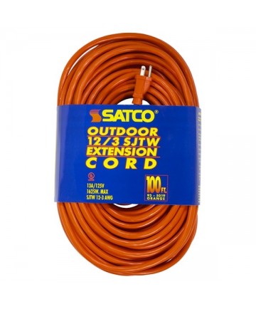 Satco 93/5019 100 Foot Orange Heavy Duty Outdoor Extension Cord