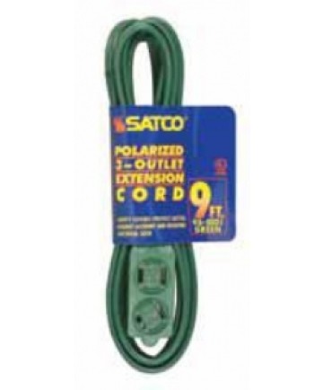 Satco 93/5021 Satco 9 Foot Green Indoor Light Duty Extension Cord