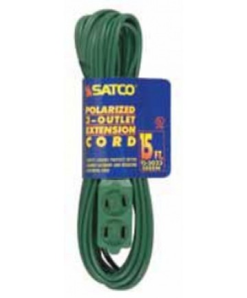 Satco 93/5023 Satco 15 Foot Green Indoor Light Duty Extension Cord