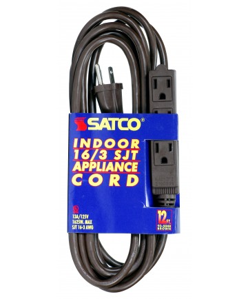 Satco 93/5048 12 FT 16/3 SJT BRN 3 WIRE GRD 1625 Watts Wire Light Bulb