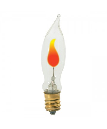 Satco S3761 Satco 3CA5.5/FLK 3 Watt 120 Volt CA5 1/2 Candelabra Base Clear Flicker Incandescent Carded Light Bulb