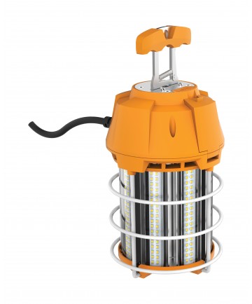 Satco S38946 100W LED Hi-Lumen Temporary Hi-Bay Caged Lamp 5000K Integrated Cord / Plug & Hook 120V LED Light