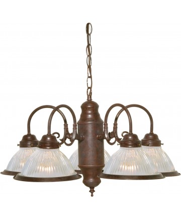 Nuvo Lighting SF76/445 5 Light 22" Chandelier With Clear Ribbed Shades