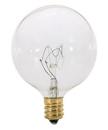 Satco A3521 Satco 15G16.5 15 Watt 130 Volt G16.5 Candelabra Base Clear Globe Decorative Light Bulb