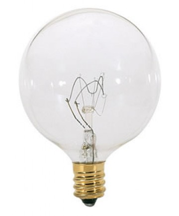 Satco S3726 Satco 15G16.5 15 Watt 120 Volt G16.5 Candelabra Base Clear Globe Decorative Light Bulb