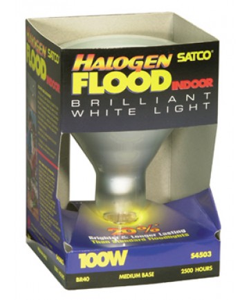 Satco S4503 Satco Light Bulbs 100BR40/FL/HAL Halogen Reflector Flood Lamp