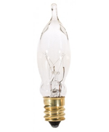 Satco S3241 7.5CA5 7.5 Watt 120 Volt CA5 Candelabra Base Clear Petite Turn-Tip Light Bulb