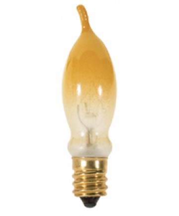Satco S3243 7.5CA5/FY 7.5 Watt 120 Volt CA5 Candelabra Base Frosted Yellow Petite Turn-Tip Light Bulb